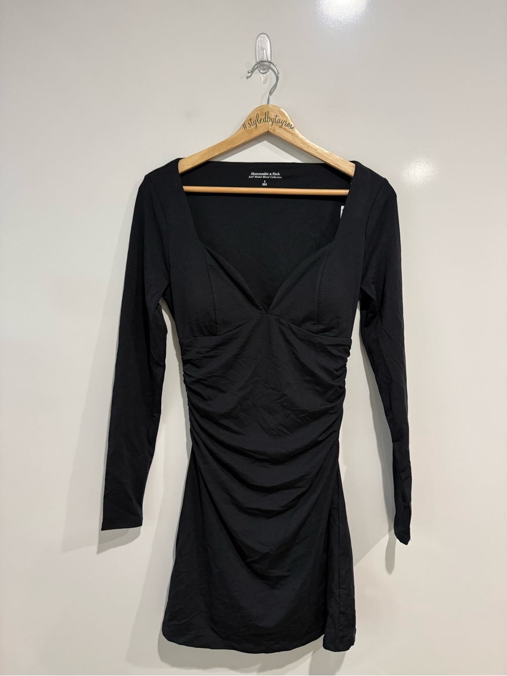 NWT Abercrombie & Fitch Bra Free Plunge Knit Long Sleeve Mini Dress - Picture 5 of 8